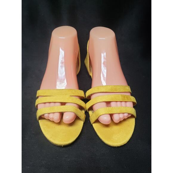 SERRA Yellow Sleek Strappy Suede Flat Closed Back Sandals | Size 7 - Picture 2 of 8